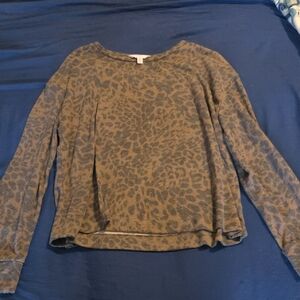 Time and Tru Brown Leopard Print Top